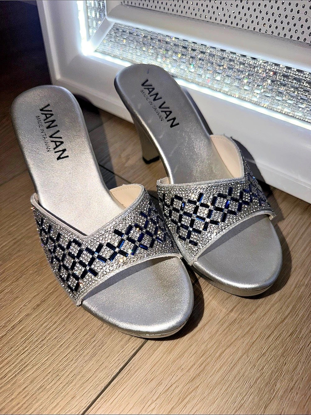 Silver & Blue Embellished Heels Like New